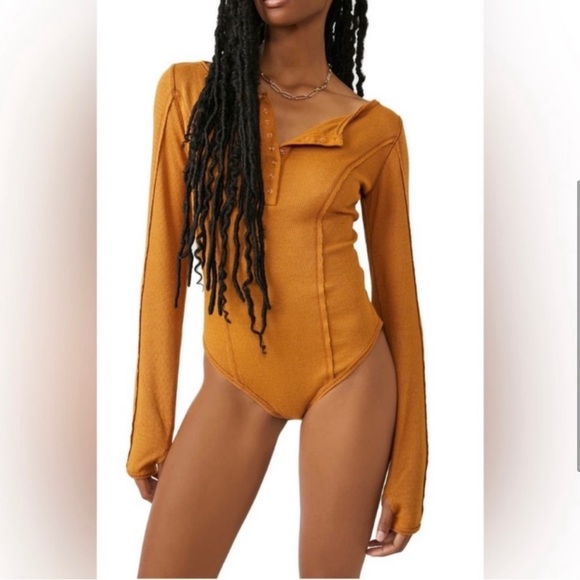 Free People Sloane Bodysuit in Amber size xsmall - Picture 2 of 3